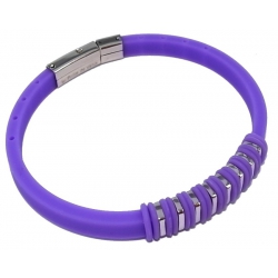 Bracelet acier et silicone violet