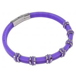 Bracelet acier et silicone violet