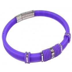 Bracelet acier et silicone violet zircon