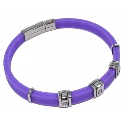 Bracelet acier et silicone violet zircons