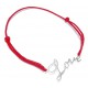 Bracelet argent 0.9g coton rouge réglable love