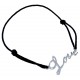 Bracelet argent 0.9g coton  noir réglable love