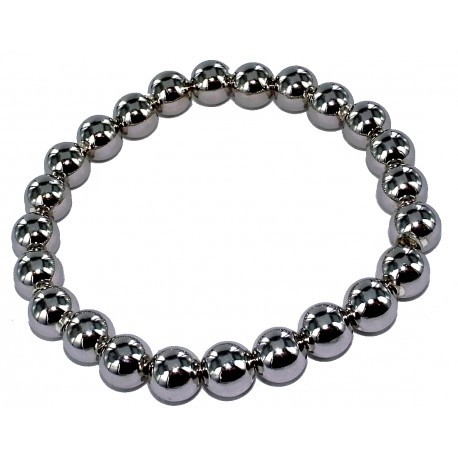 Bracelet argent rhodié 6,5g élastique boules 8mm