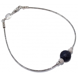 Bracelet argent 3g 19cm rhodié poudre cristal  noir