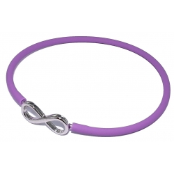 Bracelet infini argent rhodié 2g silicone violet 20 cm réglable