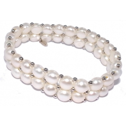 Bracelet élastique argent rhodié 0,5g perles véritables