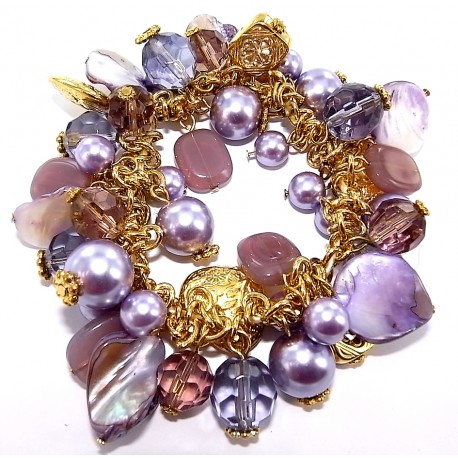 Bracelet elastique fantaisie violet