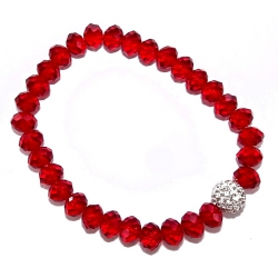 Bracelet élastique fantaisie strass rouge