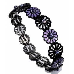 Bracelet fantaisie élastique émail et strass violet
