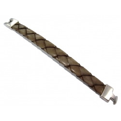 Bracelet cuir marron-vert  17cm