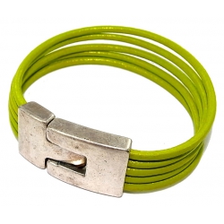 Bracelet cuir vert 16 cm