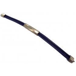 Bracelet cuir bleu métal sytle gourmette 18cm