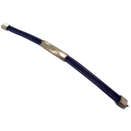 Bracelet cuir bleu métal sytle gourmette 18cm