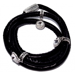 Bracelet fantaisie cuir strass