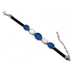 Bracelet fantaisie cuir 17+6cm émail et nacre