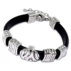 Bracelet fantaisie 19+4cm cuir et métal