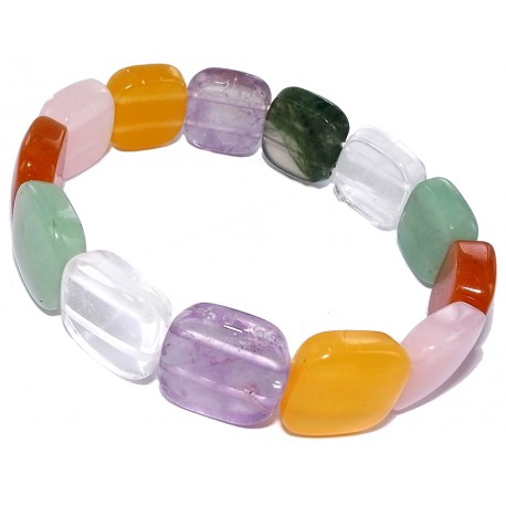 Bracelet élastique pierres véritables carrées