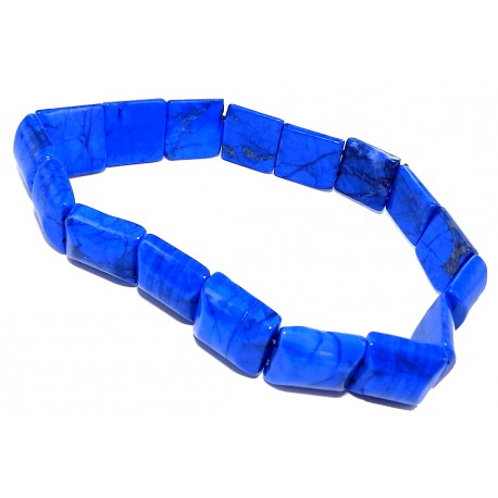 Bracelet élastique howlite teintée lapis carr