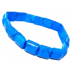 Bracelet élastique howlite teintée turquoise carr