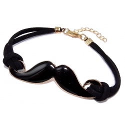 Bracelet fantaisie moustache cordon noir