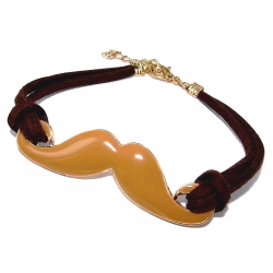 Bracelet fantaisie moustache cordon marron