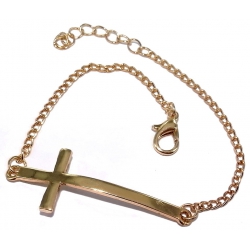 Bracelet fantaisie finition dorée croix