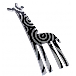 Broche  métal noir et blanc girafe