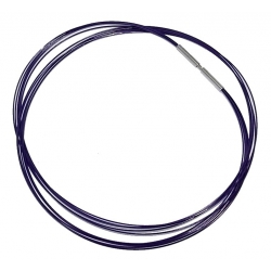 Collier acier 42 cm cable 5 rangs violet