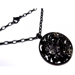 collier acier noir 70cm strass encag