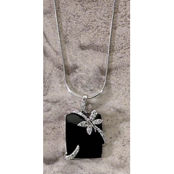 Collier argent 6.5g rhodié onyx zircon 40cm