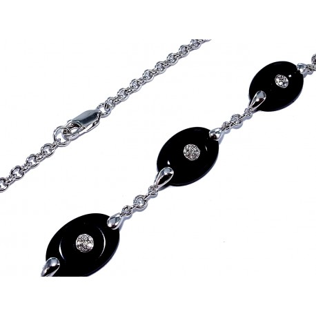 Collier argent rhodié 6g 40cm zircons et résine