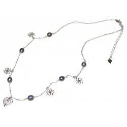 Collier argent rhodié 4g perles de culture 43+6cm