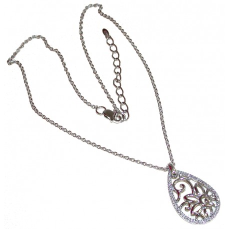 Collier argent 5,8g rhodié 40+5cm zircons