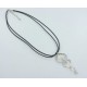 Collier argent rhodie 3g lien  cuir 40cm + 5cm nacre blanche