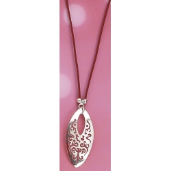collier argent 1,7g rhodié coton rouge