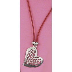 collier argent 1,5g rhodié coton rouge