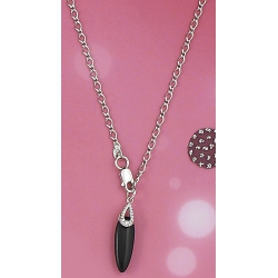 Collier argent 4g 46cm rhodié zircons/onyx