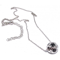 Collier argent 4,8g 40+3cm rhodié zircon et pomme résine