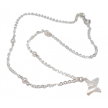 Collier argent rhodié 2,9g 40cm papillon