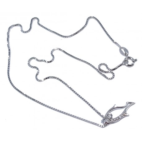 Collier argent rhodié 2,8g 40cm zircon