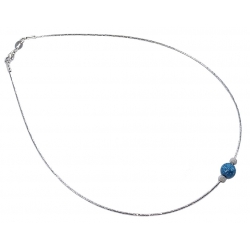 Collier argent 4,2g 40cm rhodié poudre cristal bleu