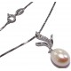 collier argent rhodié  3,3g 40cm perles véritables et zircons