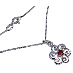 collier argent 3,4g 38+5cm rhodié rubis synthétique