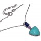 collier argent rhodié 4g 38+5cm amazonite/lapis et améthyste