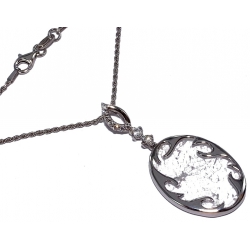 collier argent rhodié 6,4g 45cm quartz cristal et zircons