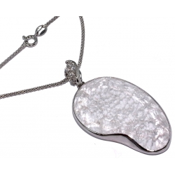 collier argent rhodié 6,5g 45cm quartz cristal et zircons