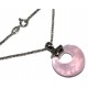 collier argent rhodié 3,7g 45cm quartz rose