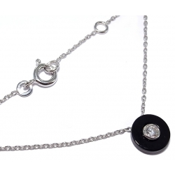 Colliers argent collier argent rhodié 1,9g 40+2cm onyx et zircon