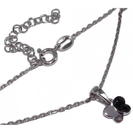 collier argent rhodié 3,1g 38+5cm zircons noirs