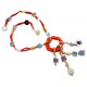 Collier coquillage. bois. fibre coco 50cm orange